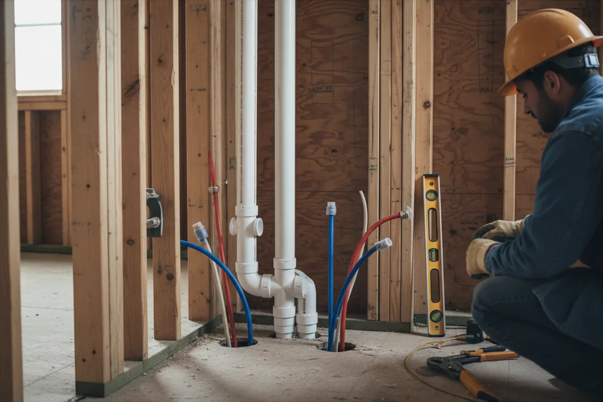 Drain and supply rough-in during Drain Cleaning in Capron